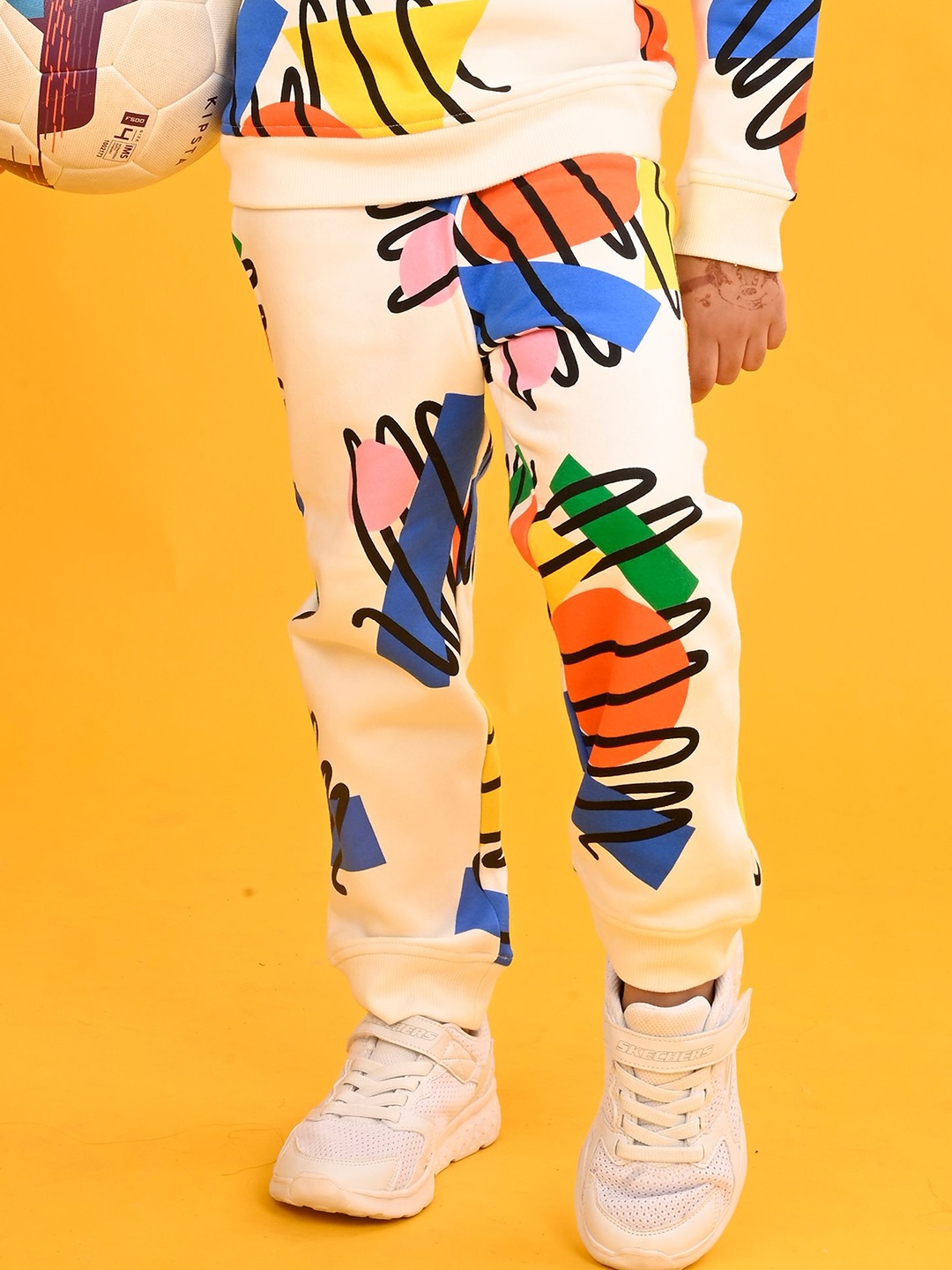 

Anthrilo Boys Abstract Printed Mid-Rise Jogger, White