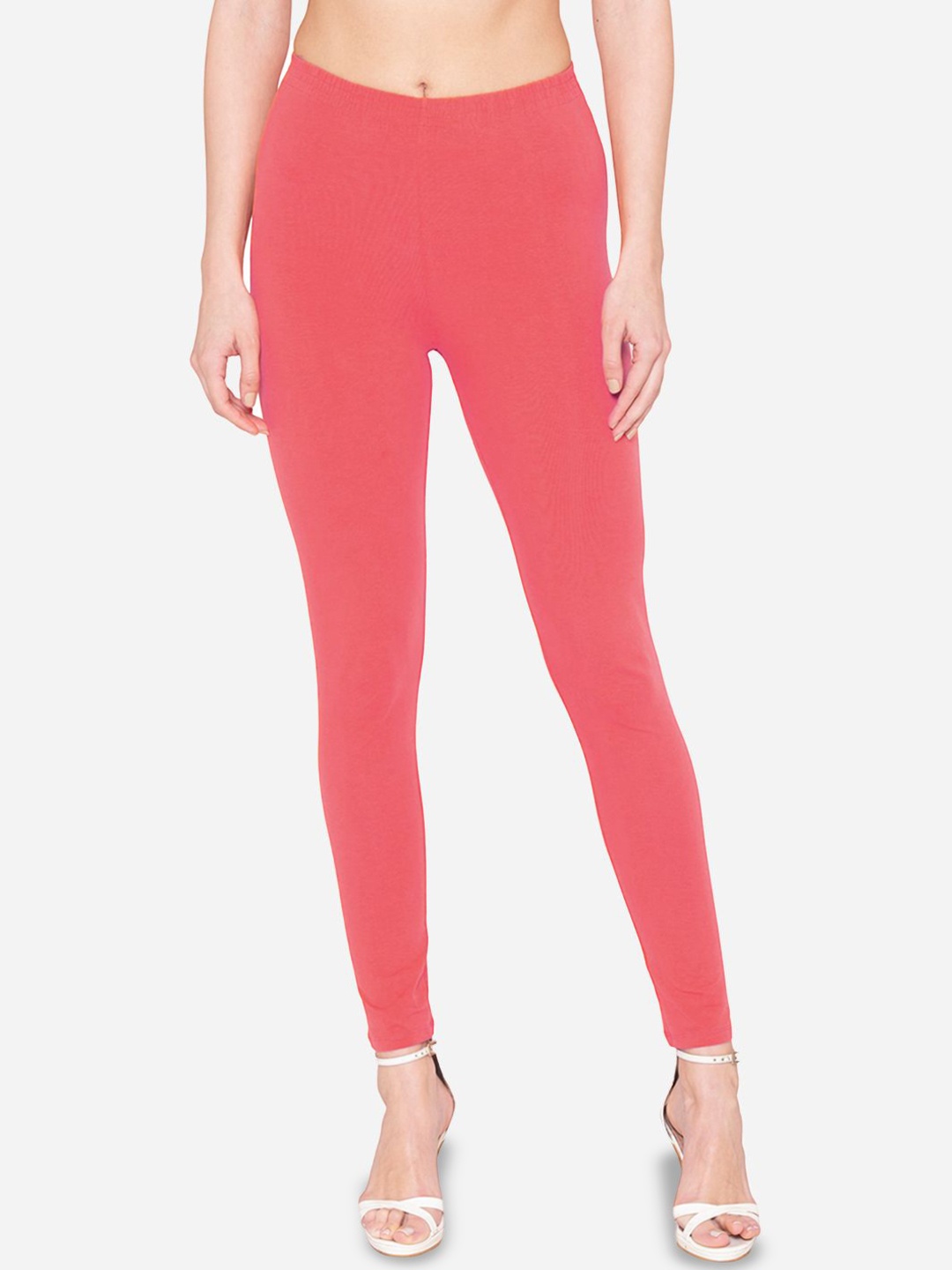 

GROVERSONS Paris Beauty Women Ankle-Length Cotton Leggings, Coral