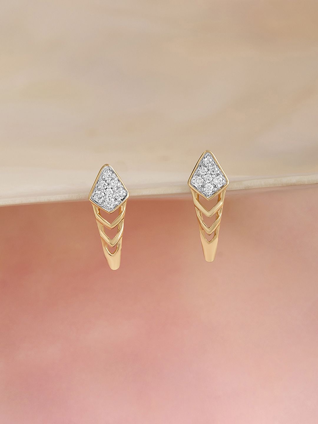

Mia by Tanishq 14K Chevron Grace Gold & Diamond Stud Earrings, Yellow