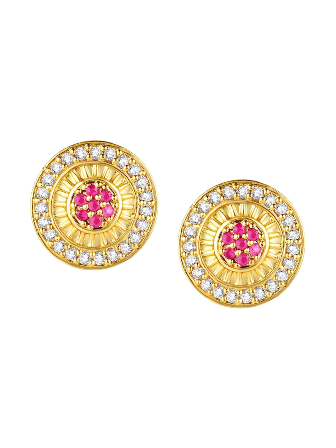 

Peora Gold Plated Contemporary Studs, Pink