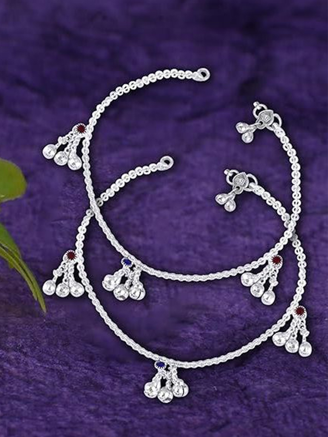 

Lila Set of 2 Silver-Plated Stone Studded Anklets