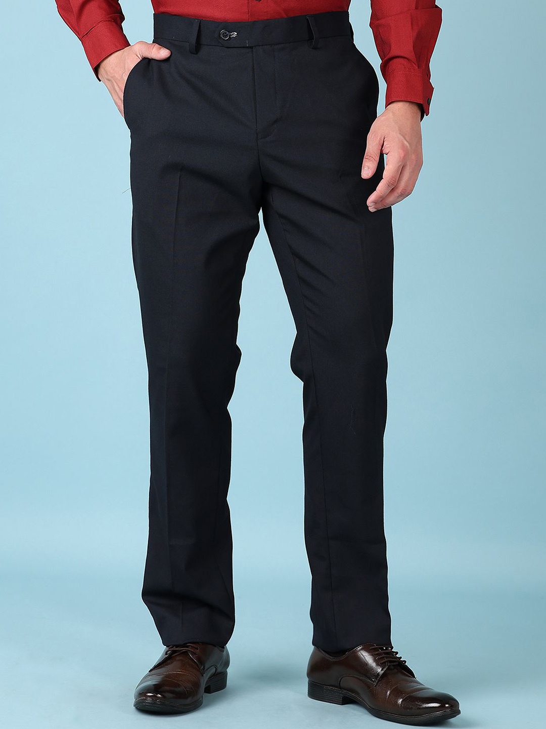 

J White by Vmart Men Cotton Slim Fit Trousers, Black