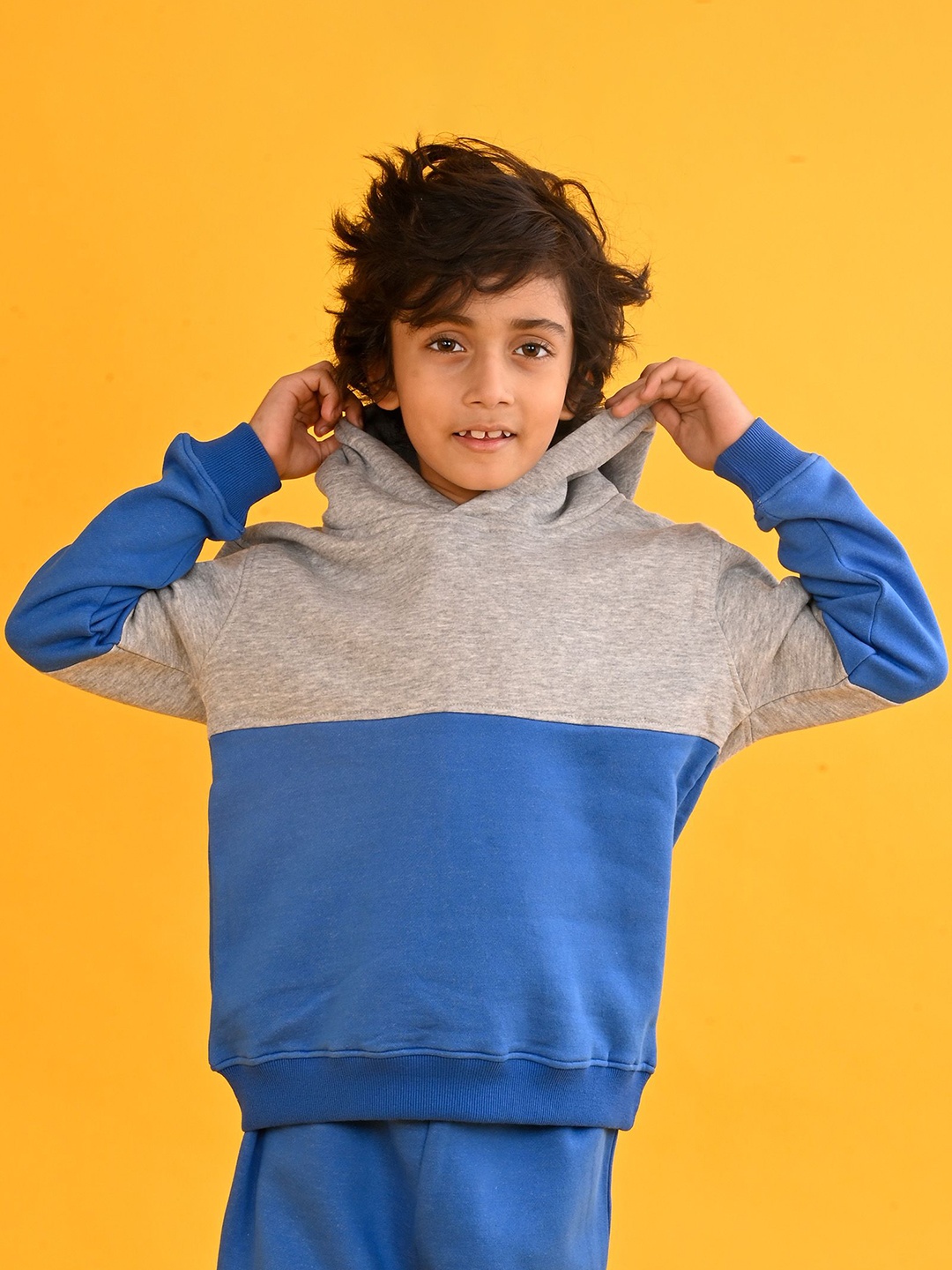 

Anthrilo Boys Colourblocked Hooded Pullover Sweatshirt, Blue