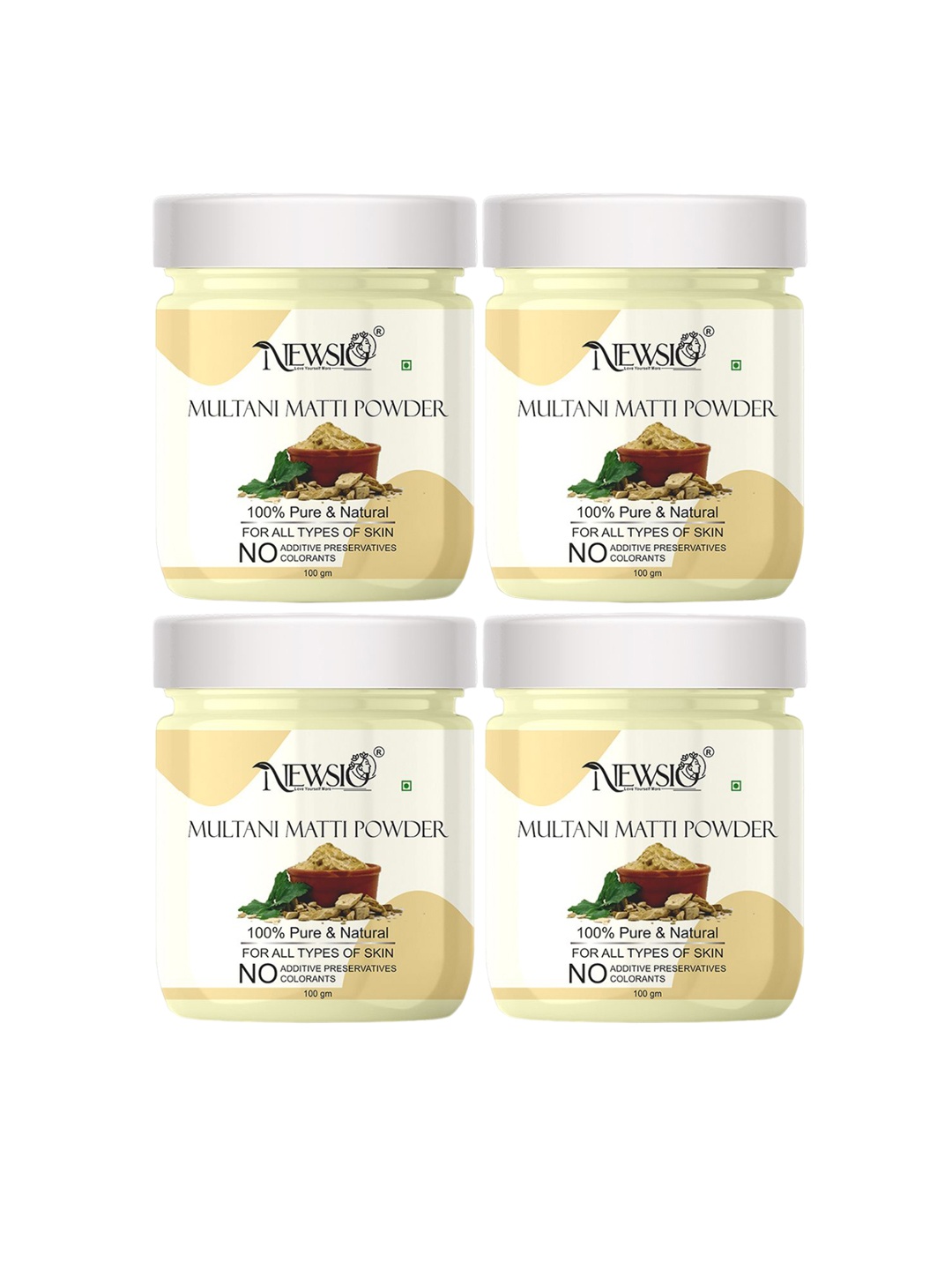 

Newsio Set Of 4 100% Pure & Natural Multani Mitti Powder- 100 g Each, Metallic