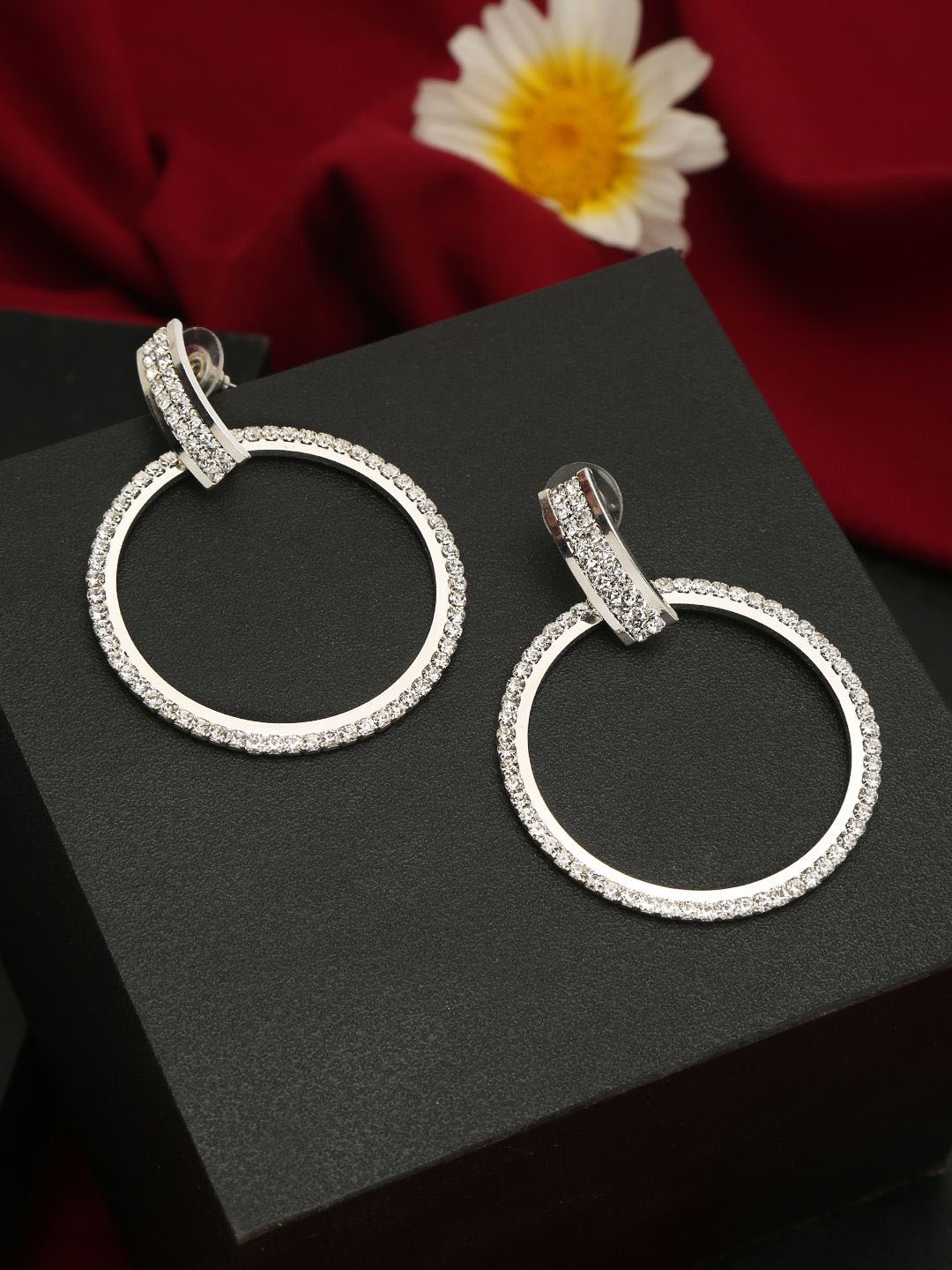 

YouBella Silver-Plated Contemporary Drop Earrings