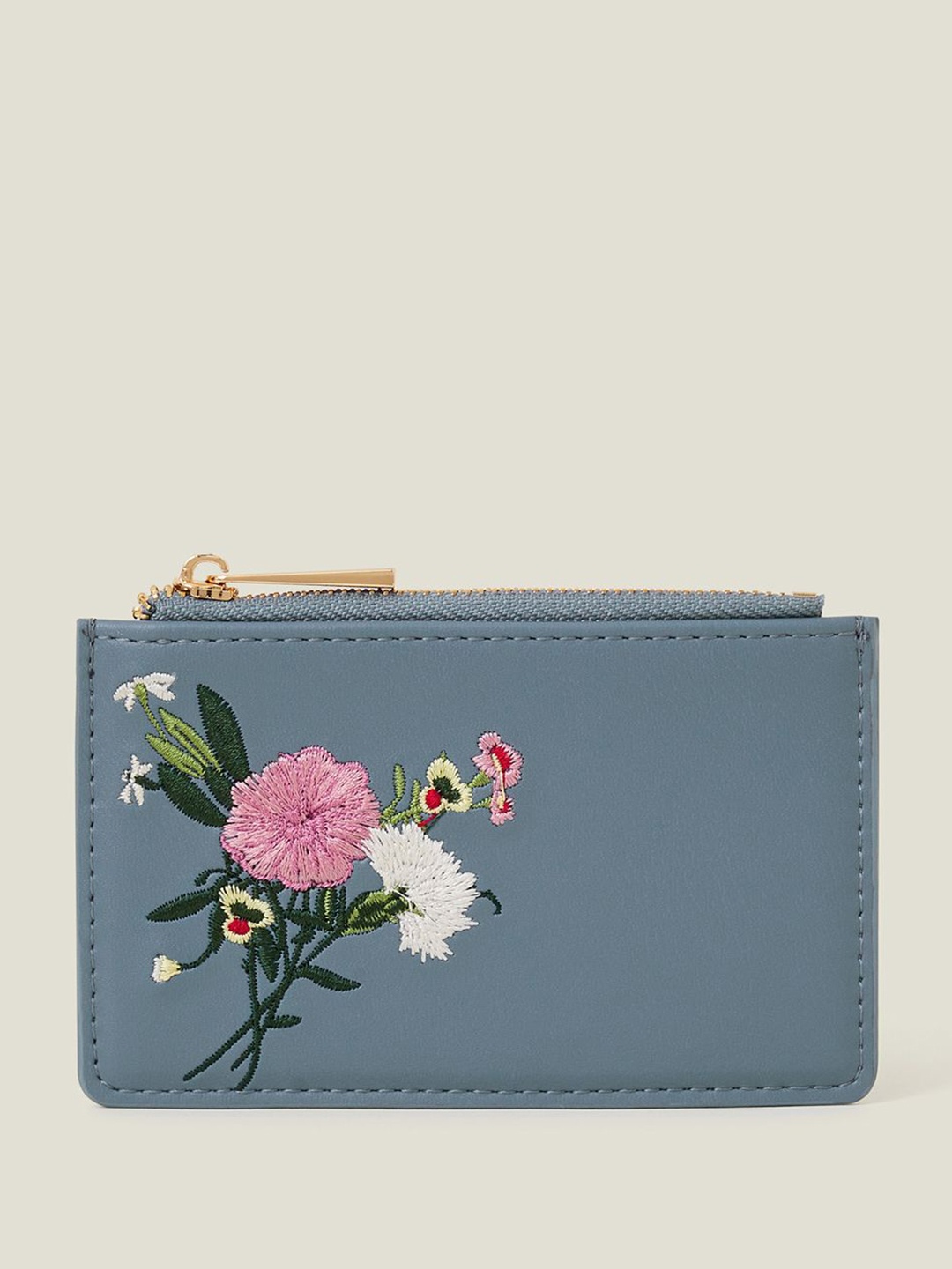 

Accessorize Women Floral Textured Embroidered PU Card Holder, Blue