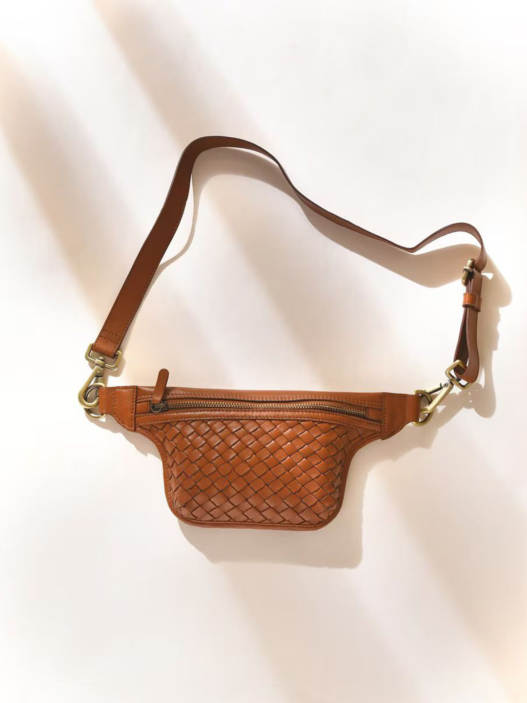 

Jalwa Art Women Textured Solid Crossbody Leather Sling Bag, Brown