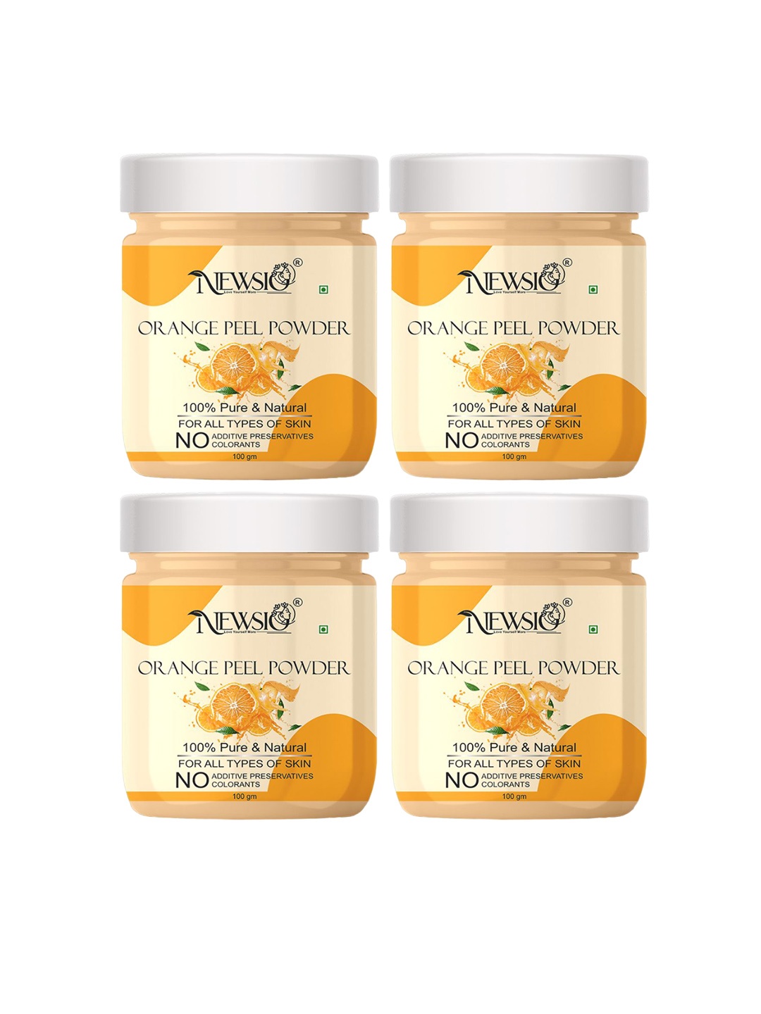 

Newsio Set Of 4 100% Pure & Natural Orange Peel Powder - 100g Each