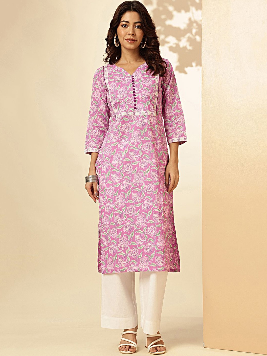 

KALINI Women Floral Printed Floral Kurta, Purple