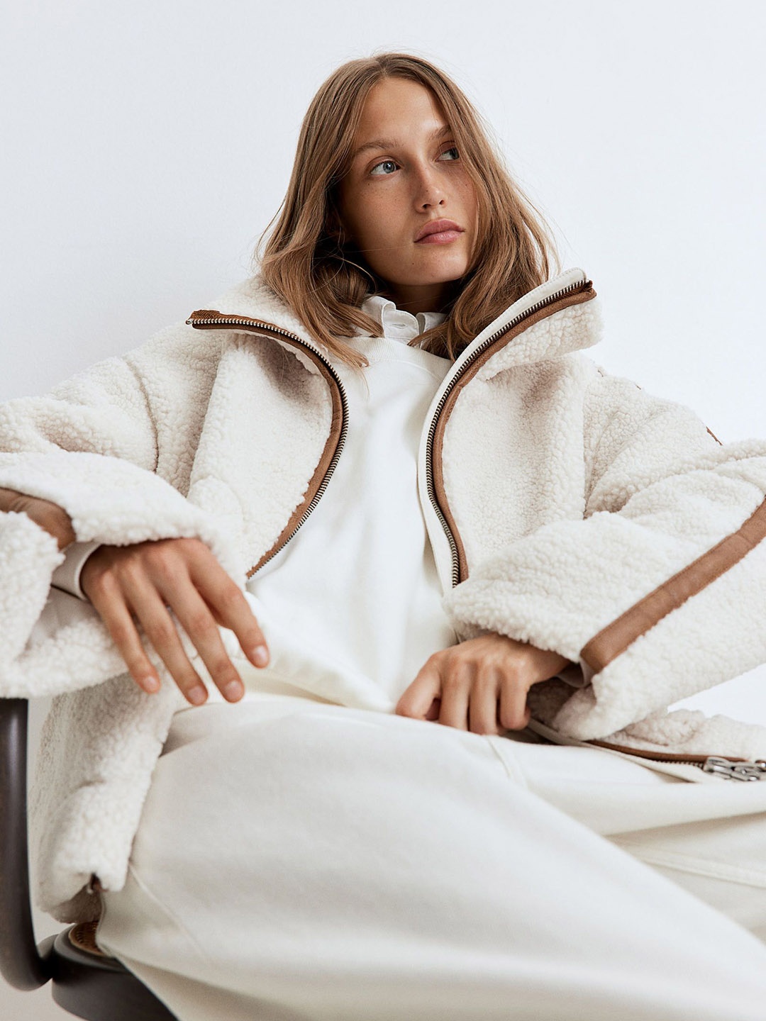 

H&M Teddy Jacket, White