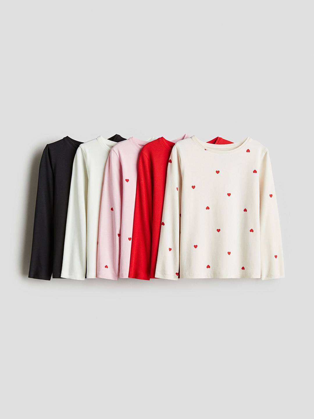 

H&M Girls Pack Of 5 Jersey Tops, Red