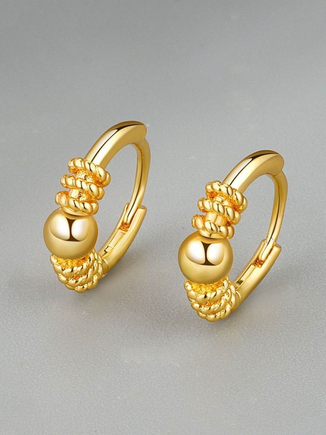 

MYKI Stainless Steel Gold-Plated Contemporary Hoop Earrings