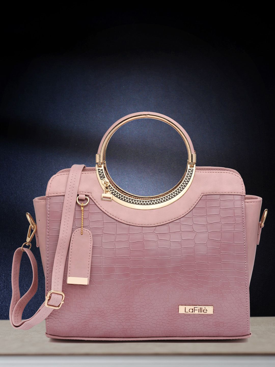 

LaFille Women Textured Structured Handheld Bag, Purple