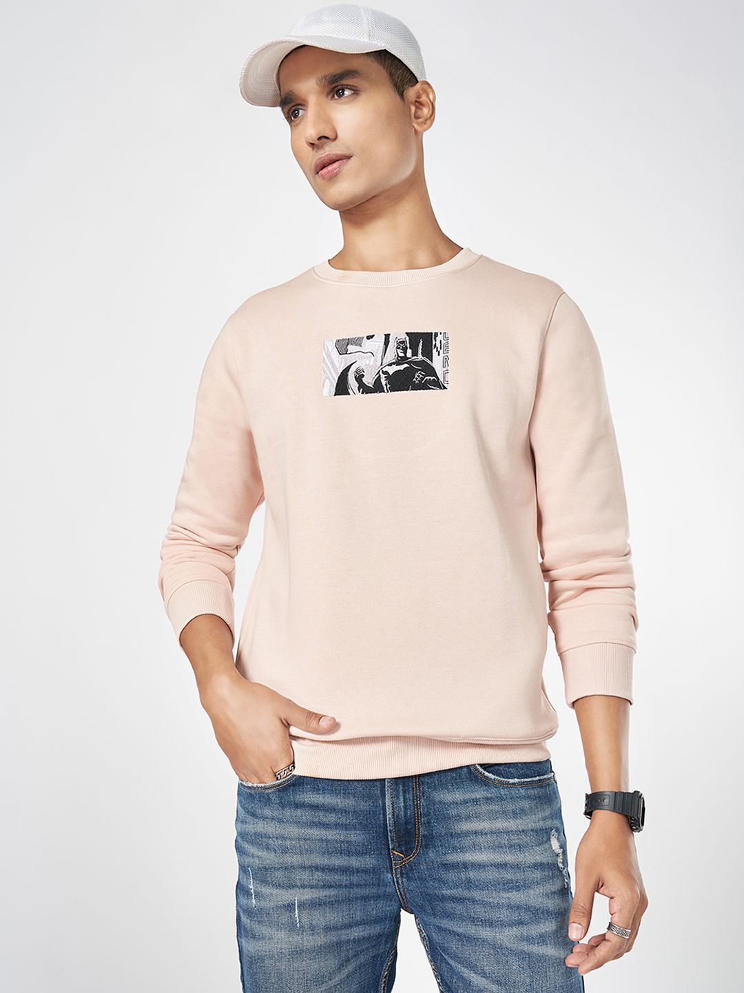 

SF JEANS by Pantaloons Men Graphic Printed Long Sleeve Round Neck Sweatshirt, Pink