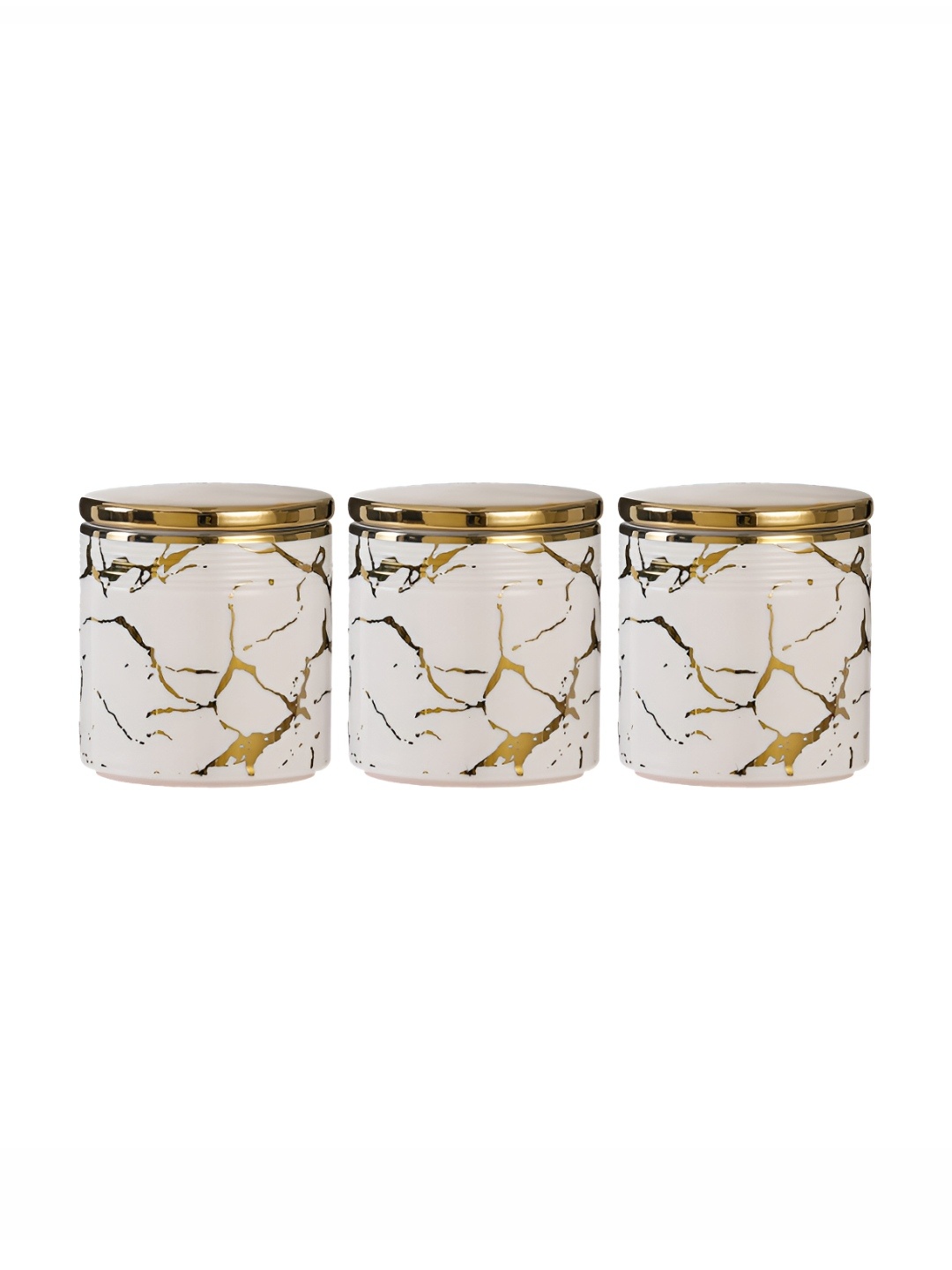 

The Better Home White & Gold Toned 3 Pieces Ceramic Container 720ml