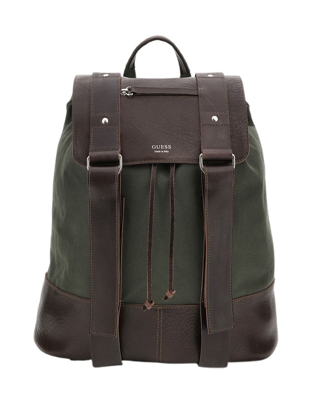 

GUESS Men Colourblocked Compression Straps Backpack, Green