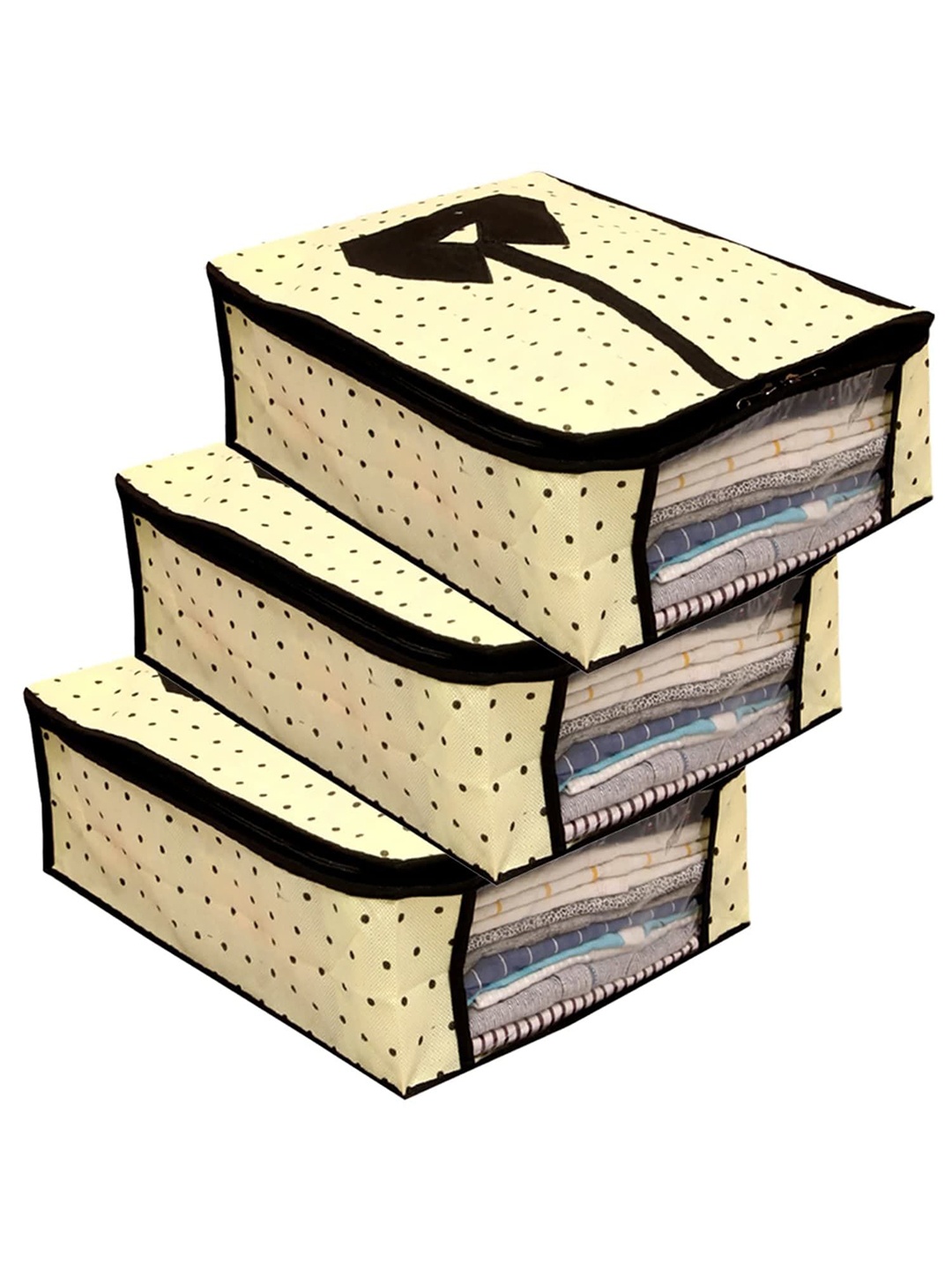 

Kuber Industries Cream-Coloured 3 Pieces Printed Foldable Organisers