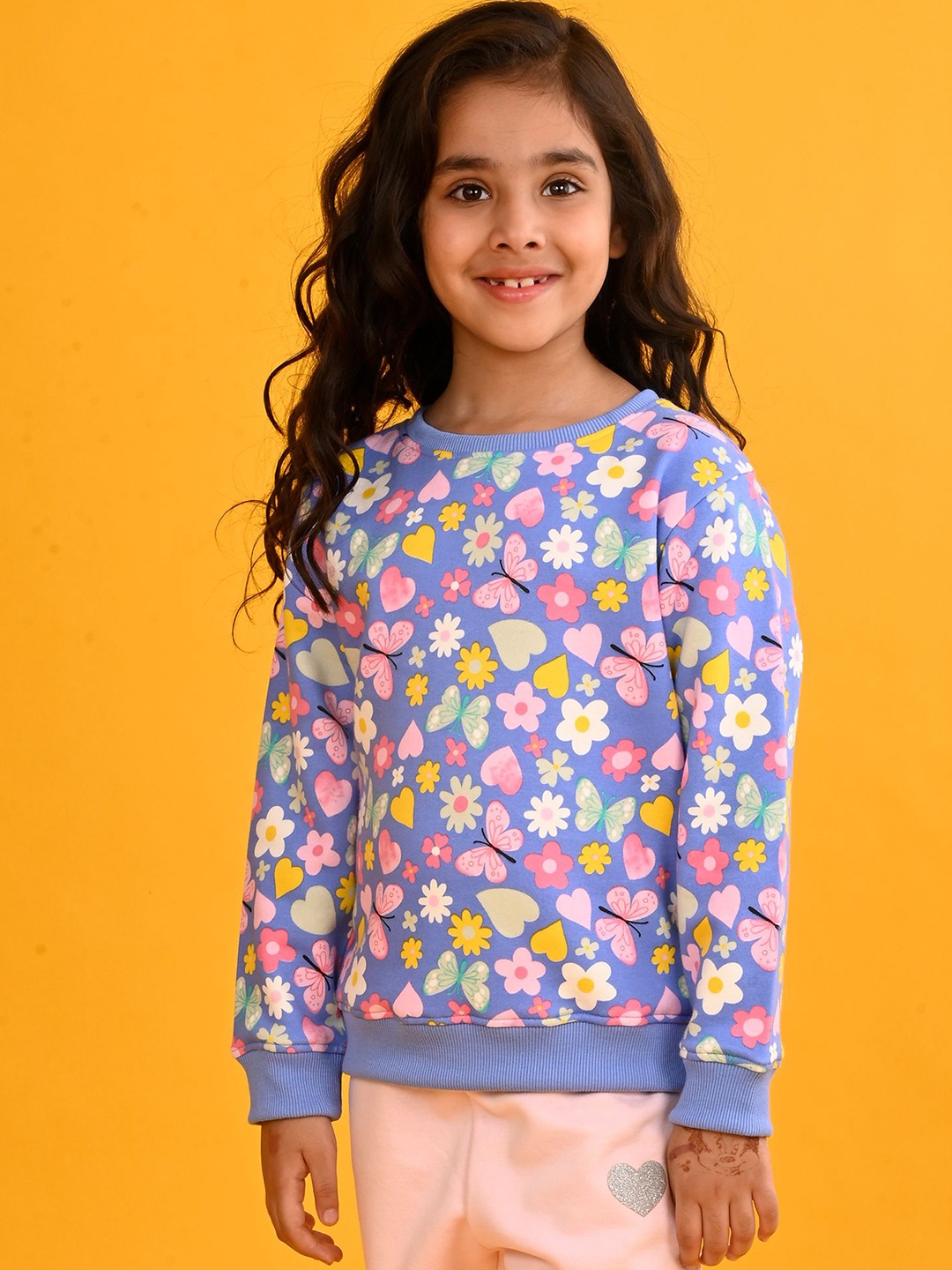 

Anthrilo Girls Floral Printed Pullover Sweatshirt, Blue