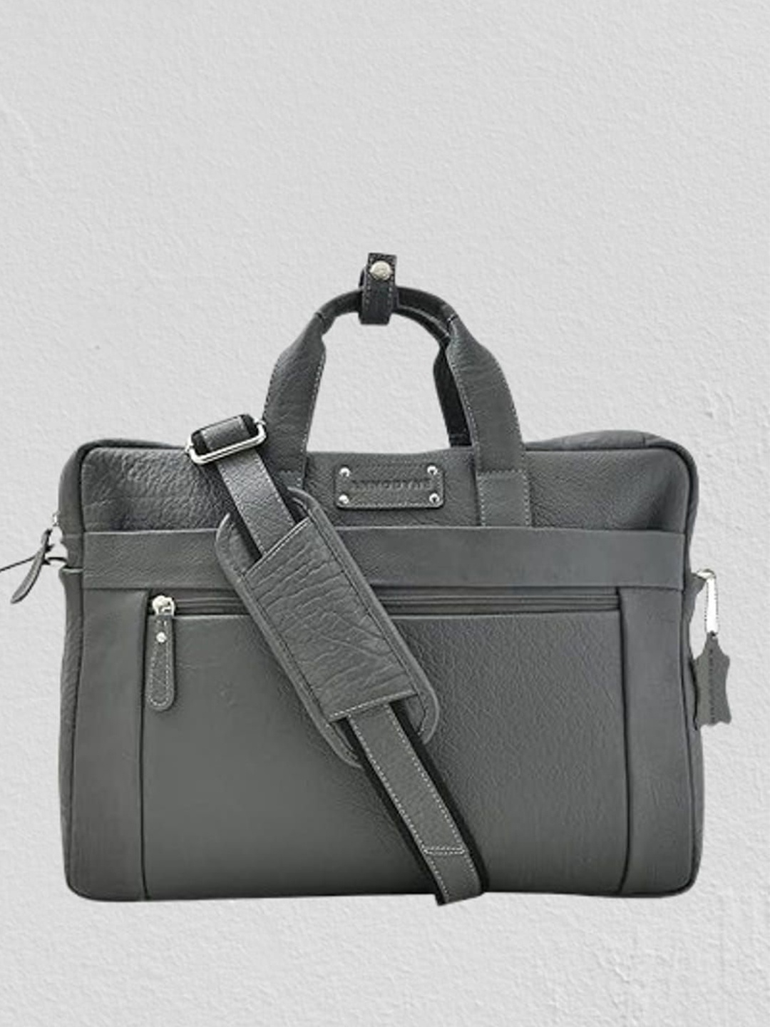 

ANNODYNE Unisex Leather Laptop Bag, Grey