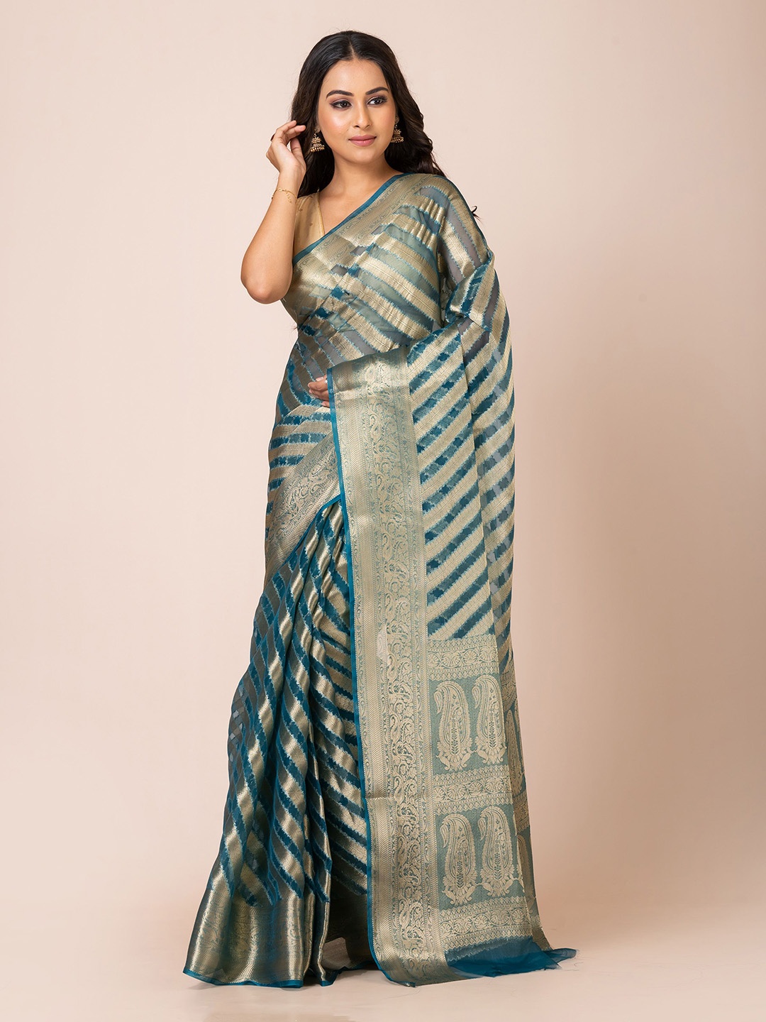 

KAVVYA Woven Design Zari Banarasi Saree, Blue