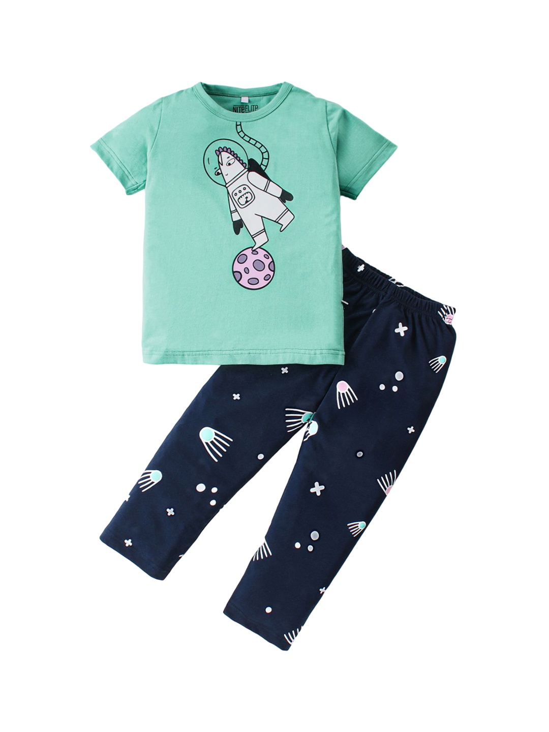 

Nite Flite Boys Graphic Printed Night suit, Green