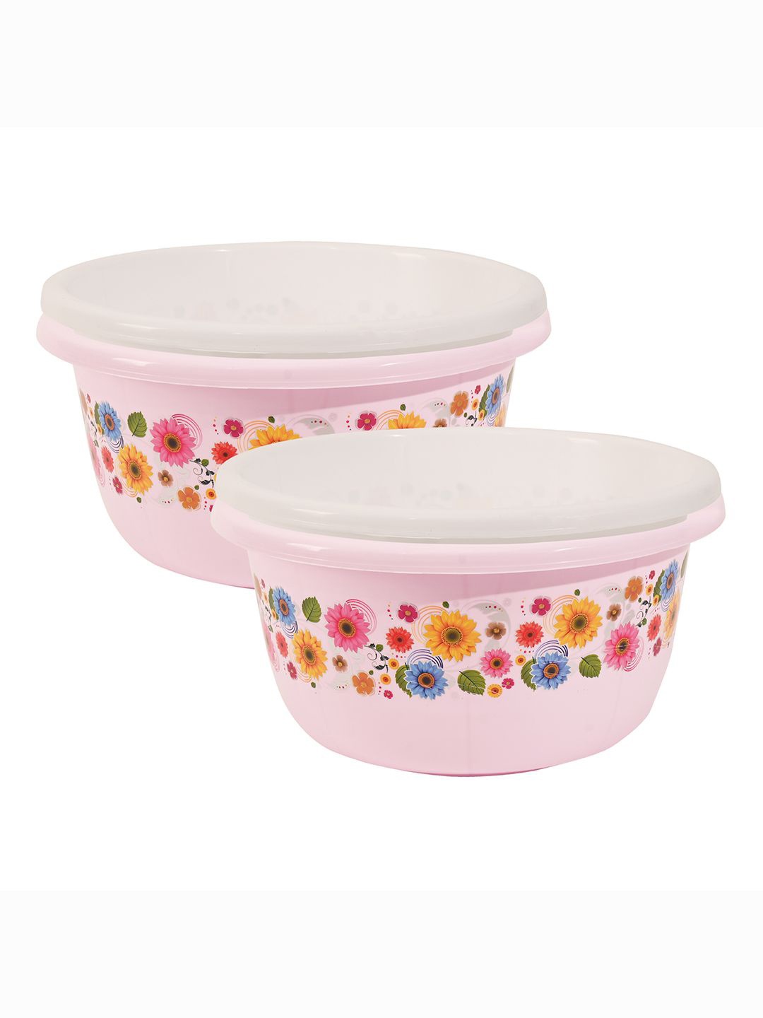 

Kuber Industries White & Pink 4 Pieces Floral Printed Bath Tub