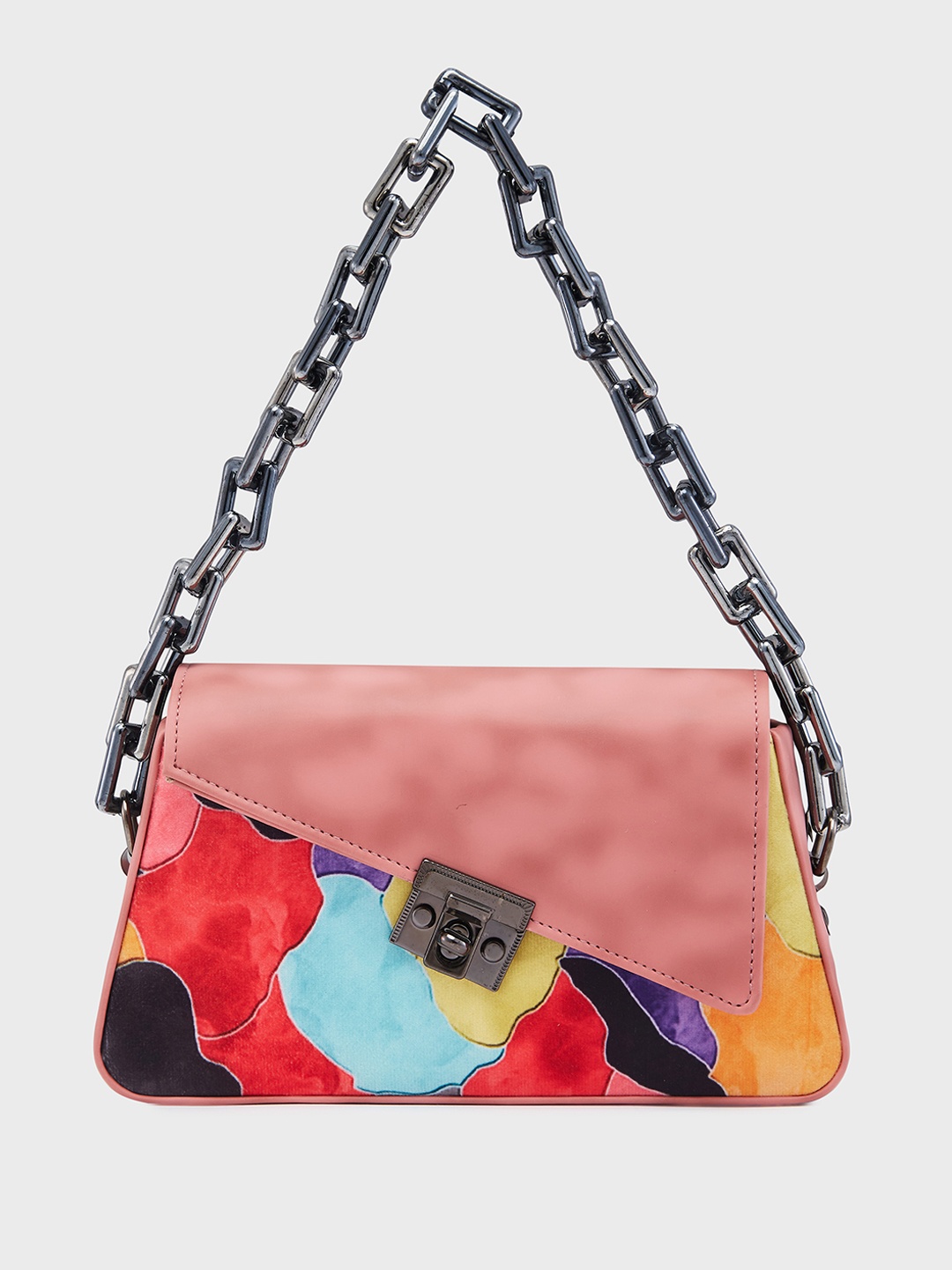 

Caprese Printed Structured Handheld Bag, Pink