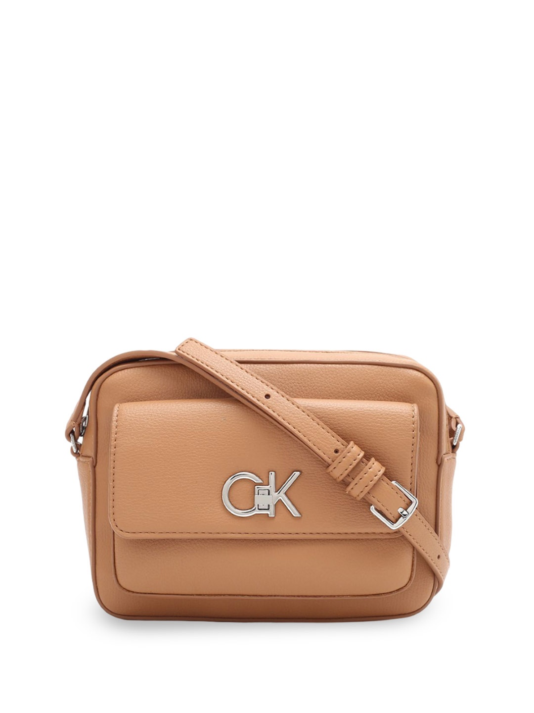 

Calvin Klein Women Textured Solid Structured Sling Bag, Beige
