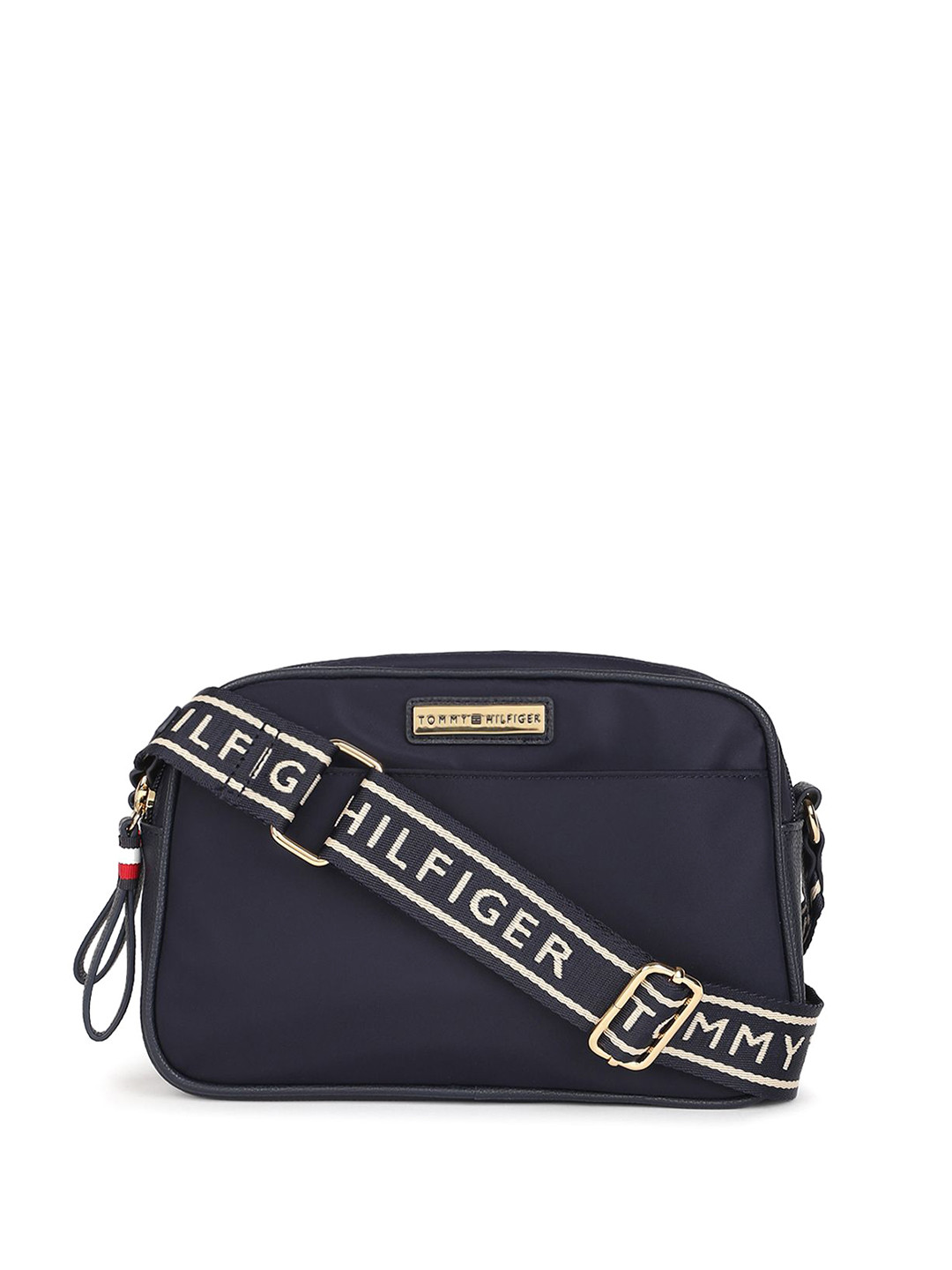 

Tommy Hilfiger Women Solid Structured Sling Bag, Navy blue
