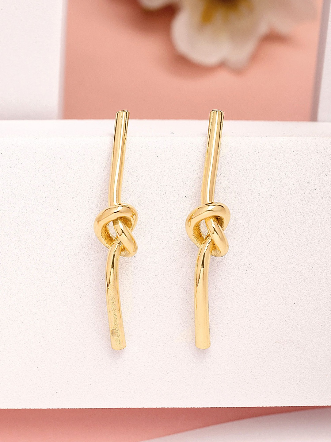 

Bohey by KARATCART Gold Plated Contemporary Drop Earrings