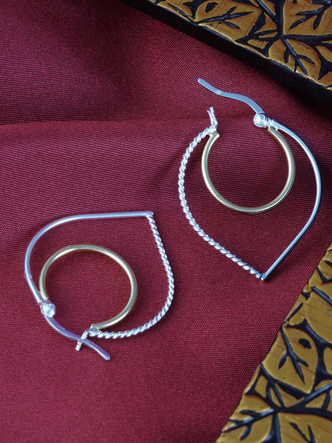 

Tuanz Silver Jewelry 925 Sterling Silver Rhodium-Plated Two Tone Hoop Earrings