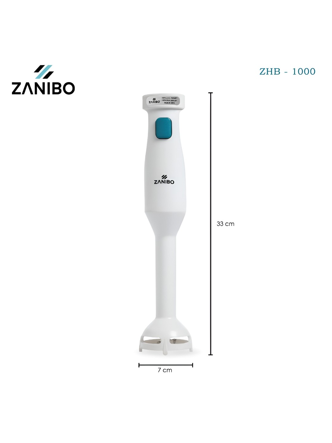 

ZANIBO ZHB-1000 White & Blue Stainless Steel 250 Watt Hand Blender