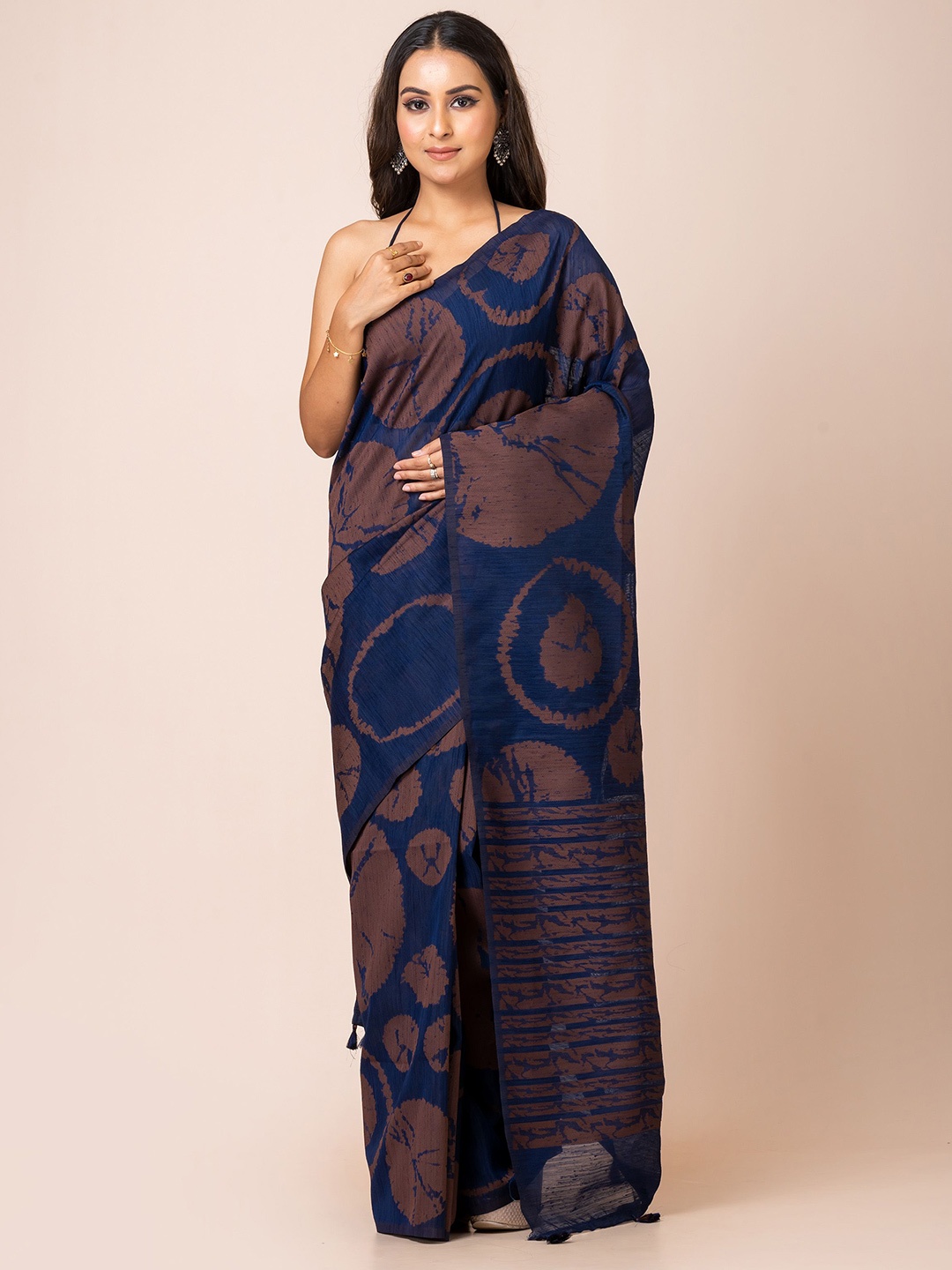 

KAVVYA Woven Design Banarasi Saree, Navy blue