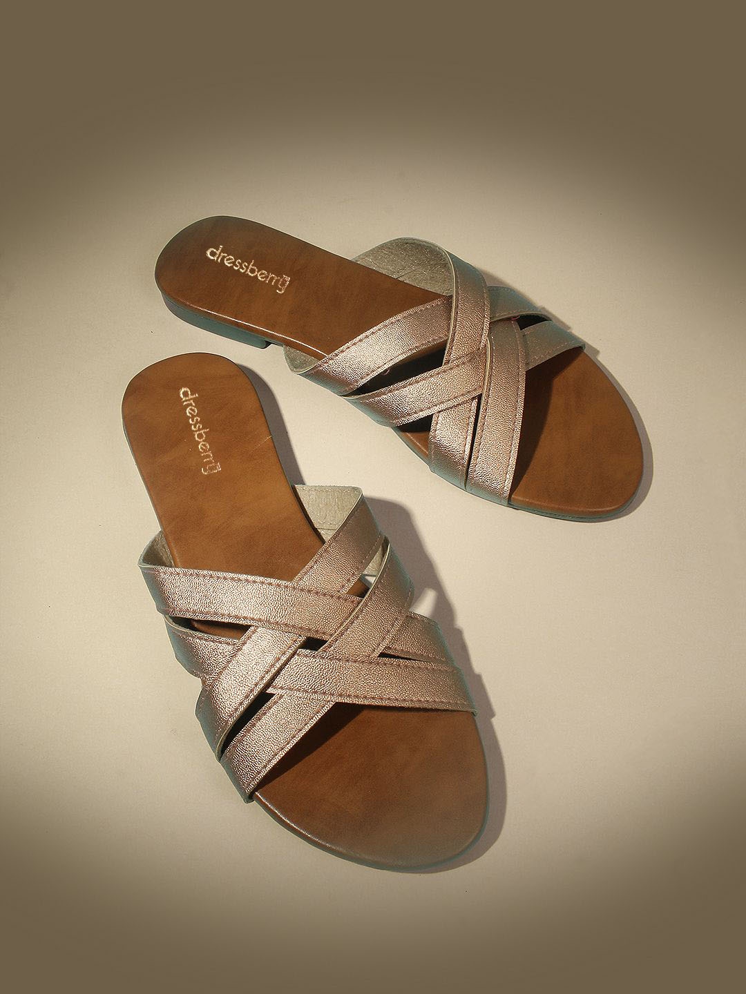 

DressBerry Women Open Toe Flats, Rose gold