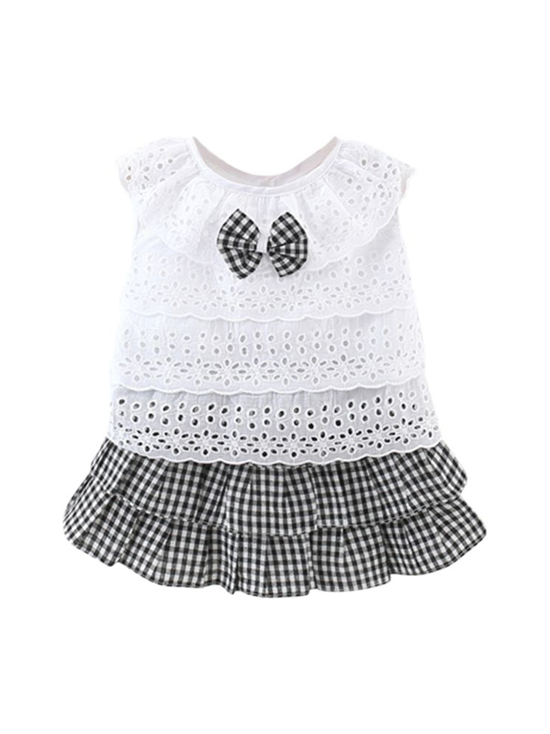

StyleCast x Revolte Girls Self Design Round Neck Sleeveless Top With Skirt, Black