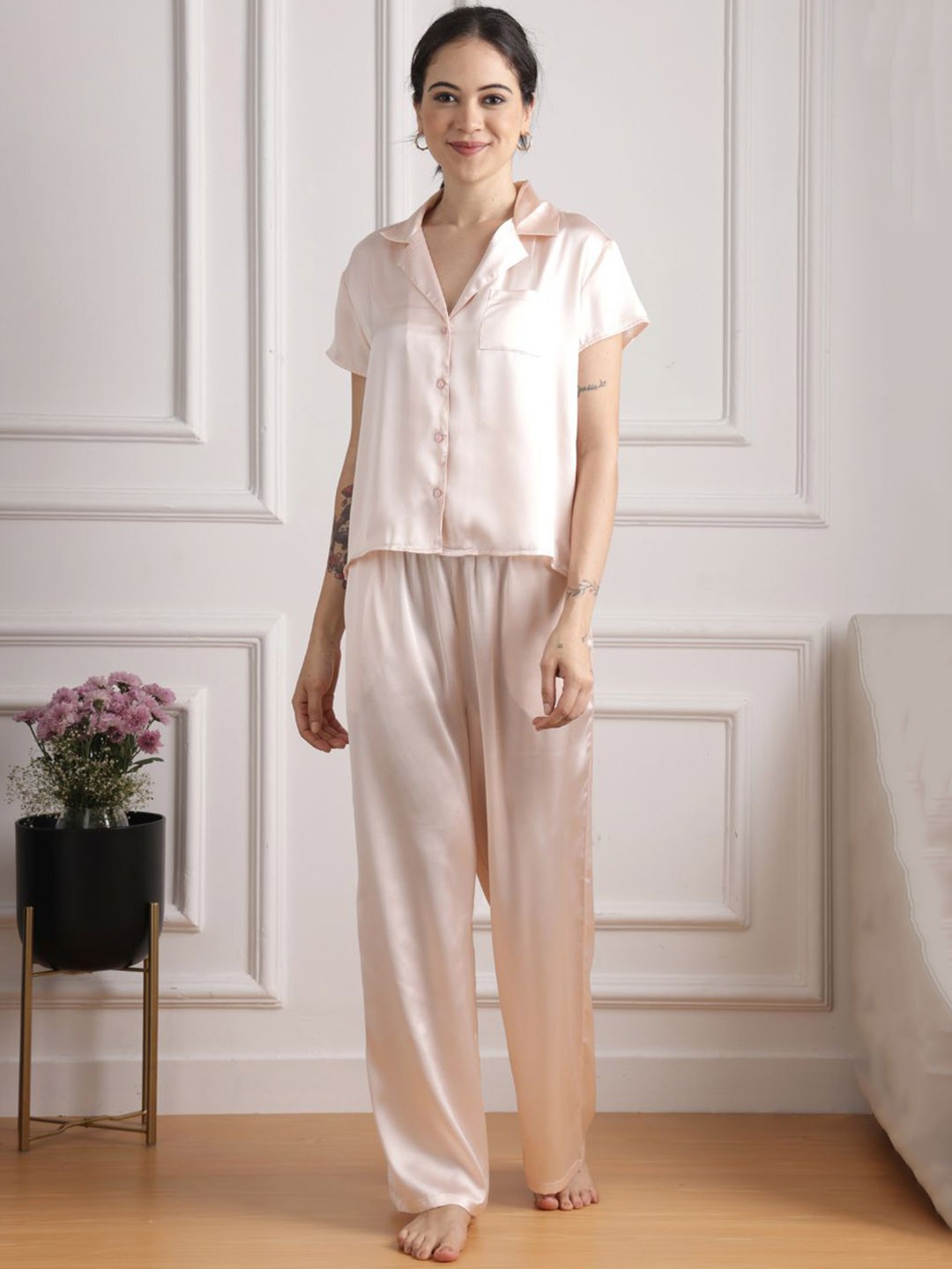 

Slumber Jill Women Solid Lounge Shirt, Peach