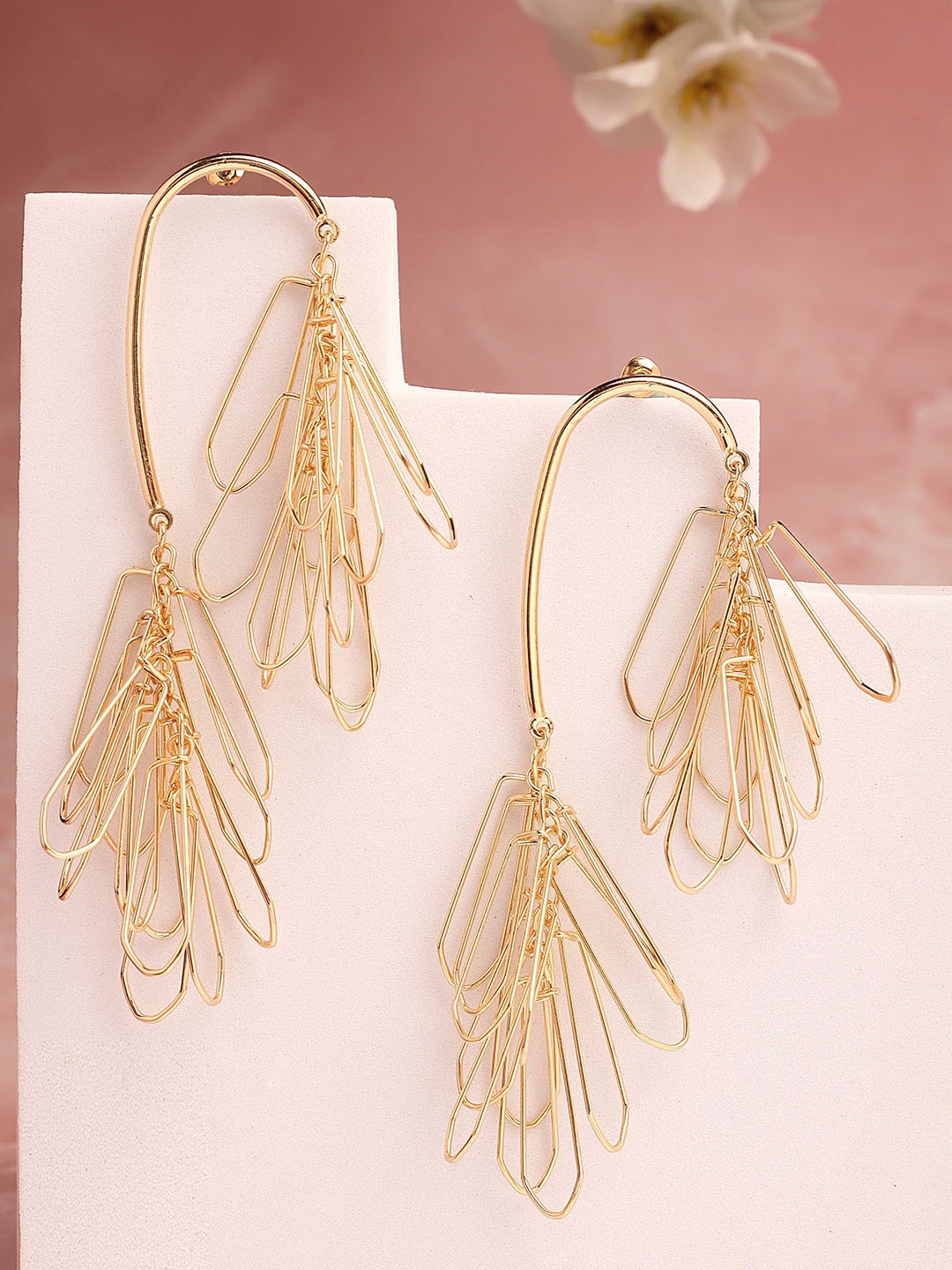 

Bohey by KARATCART Gold Plated Floral Drop Earrings