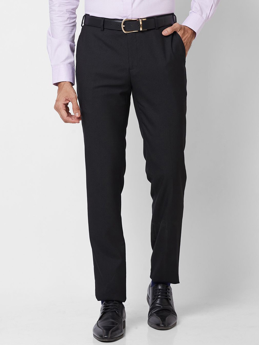 

Raymond Men Slim-Fit Mid-Rise Formal Trouser, Black