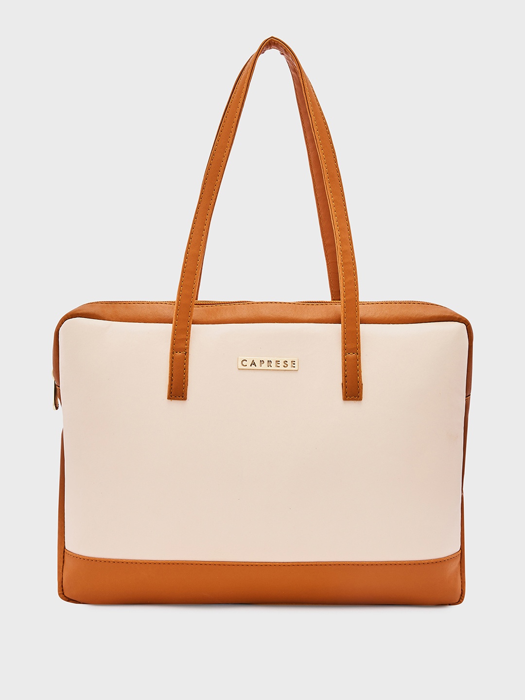 

Caprese Ryma Structured Shoulder Bag with Laptop Sleeve, Beige