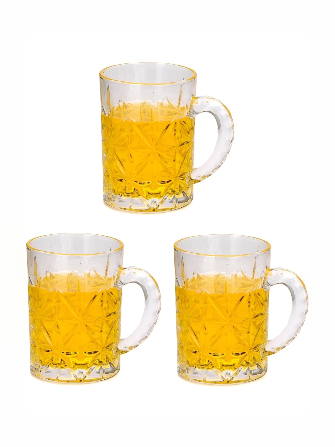 

1ST TIME Transparent 3 Pieces Textured Beer Glass-450ML Each