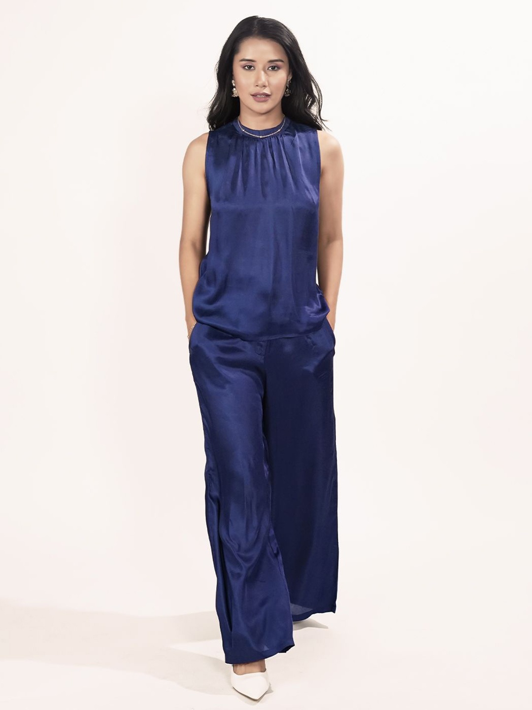 

Zink London Round Neck Top & Trousers, Blue