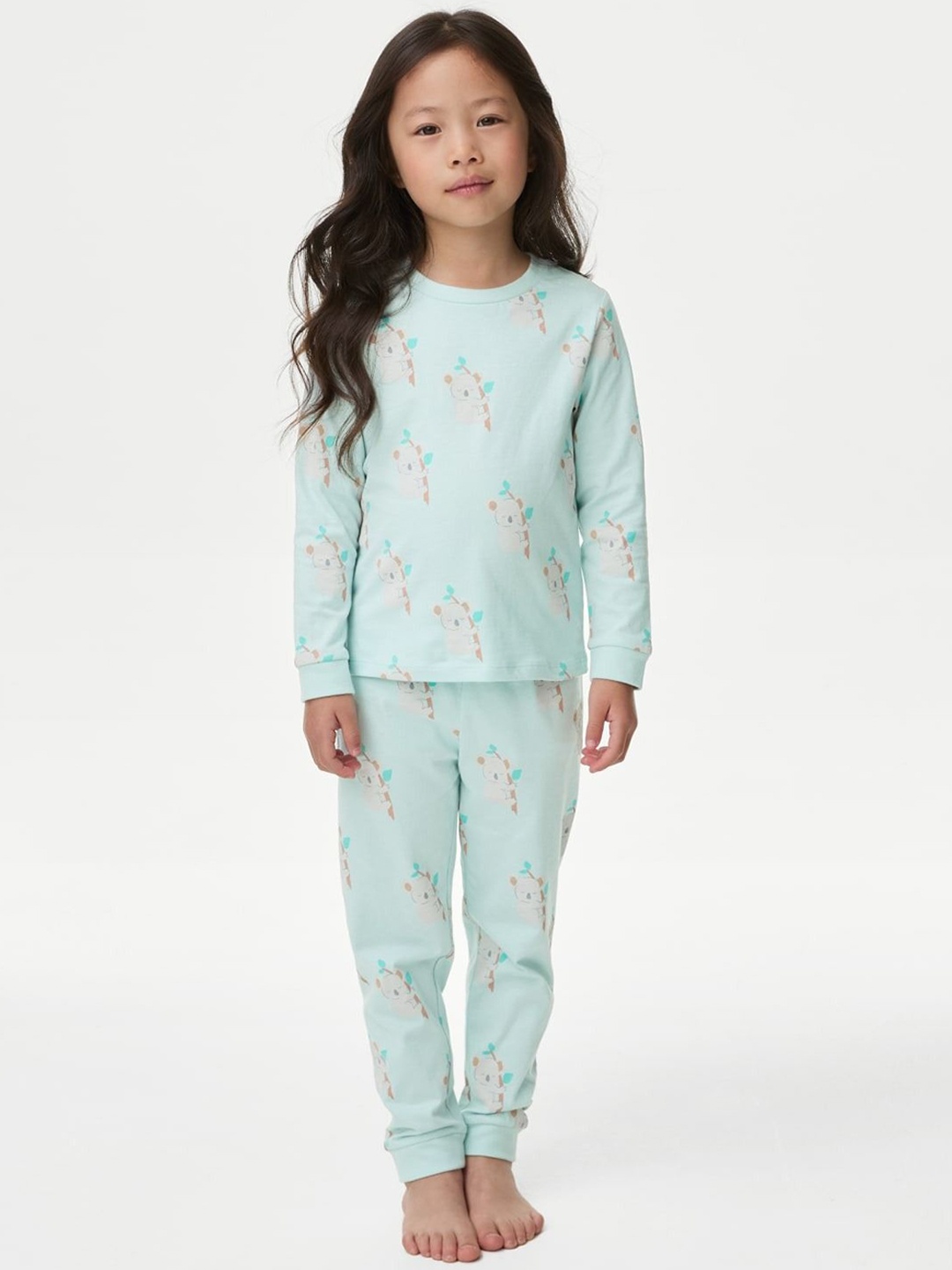 

Marks & Spencer Girls Printed Pure Cotton Night suit, Sea green