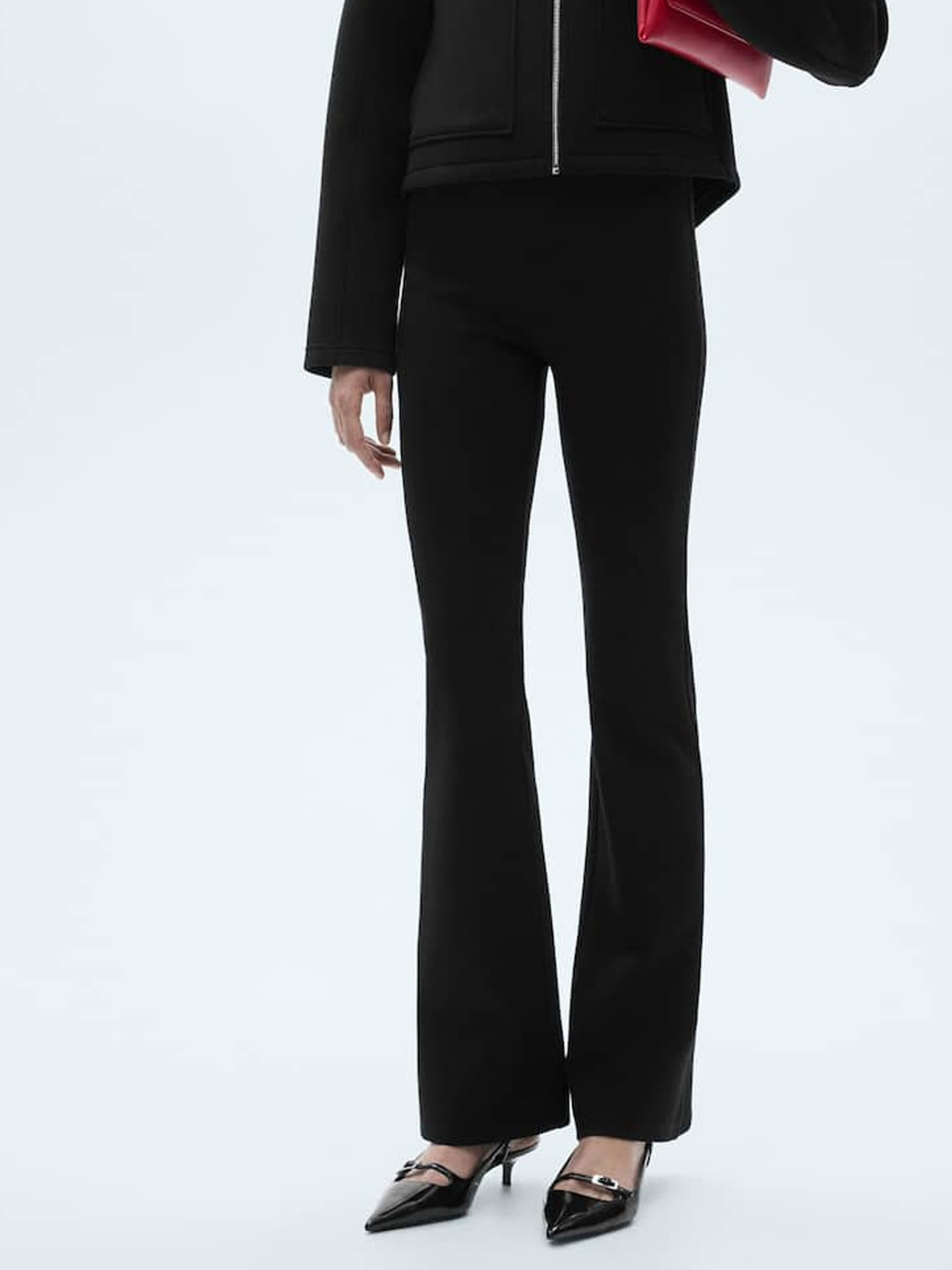 

MANGO Women Flared Leggings, Black