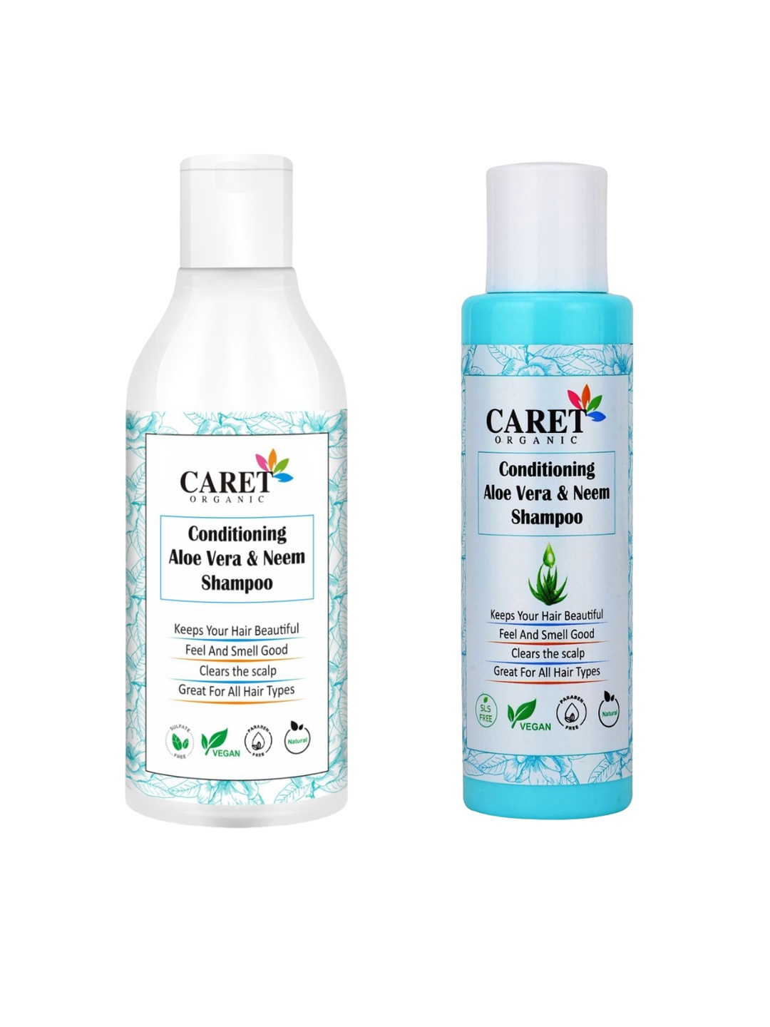 

CARET ORGANIC Set Of 2 Conditioning Aloevera & Neem Shampoo - 300 ml + 100 ml, White