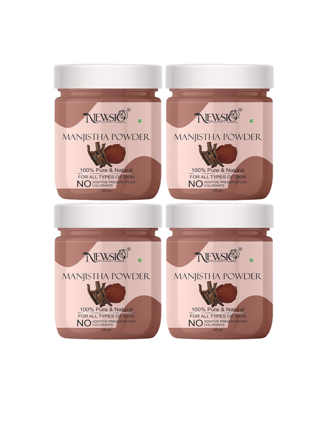

Newsio Set Of 4 Pure & Natural Manjistha Powder For Skin - 100g Each, Brown