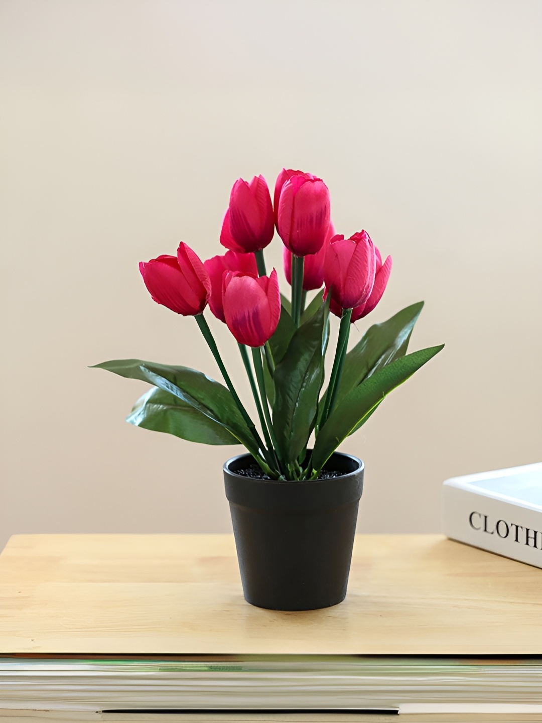 

UMAI Pink 1 Pieces Tulip Artificial Flower With Pot