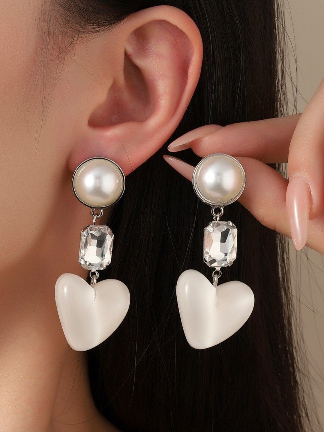 

SALTY Posy Luxury Beaded Contemporary Drop Earrings, Silver
