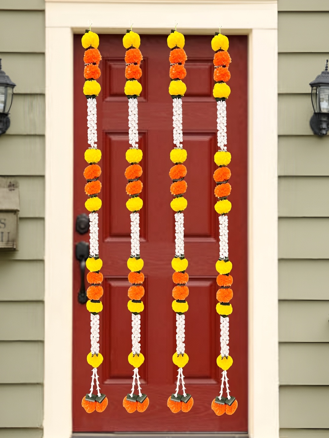 

iHandikart White & Yellow 4 Pieces Hanging Marigold Garlands