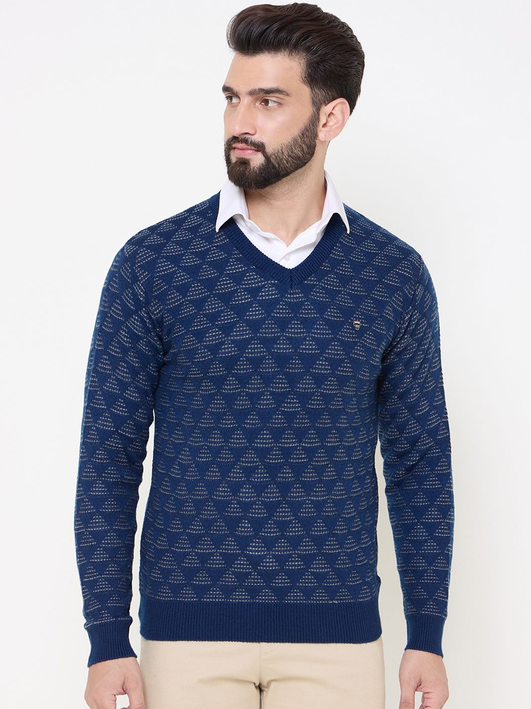 

Duke Men Self Design Pullover Acrylic Winter Sweater, Blue