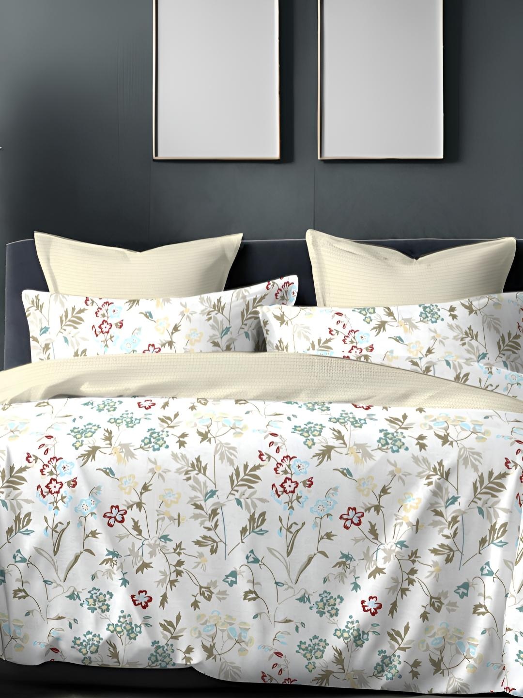 

Sleeping Owls- because your sleep matters White & Maroon Floral 186 TC Queen Bedsheet with 2 Pillow Covers